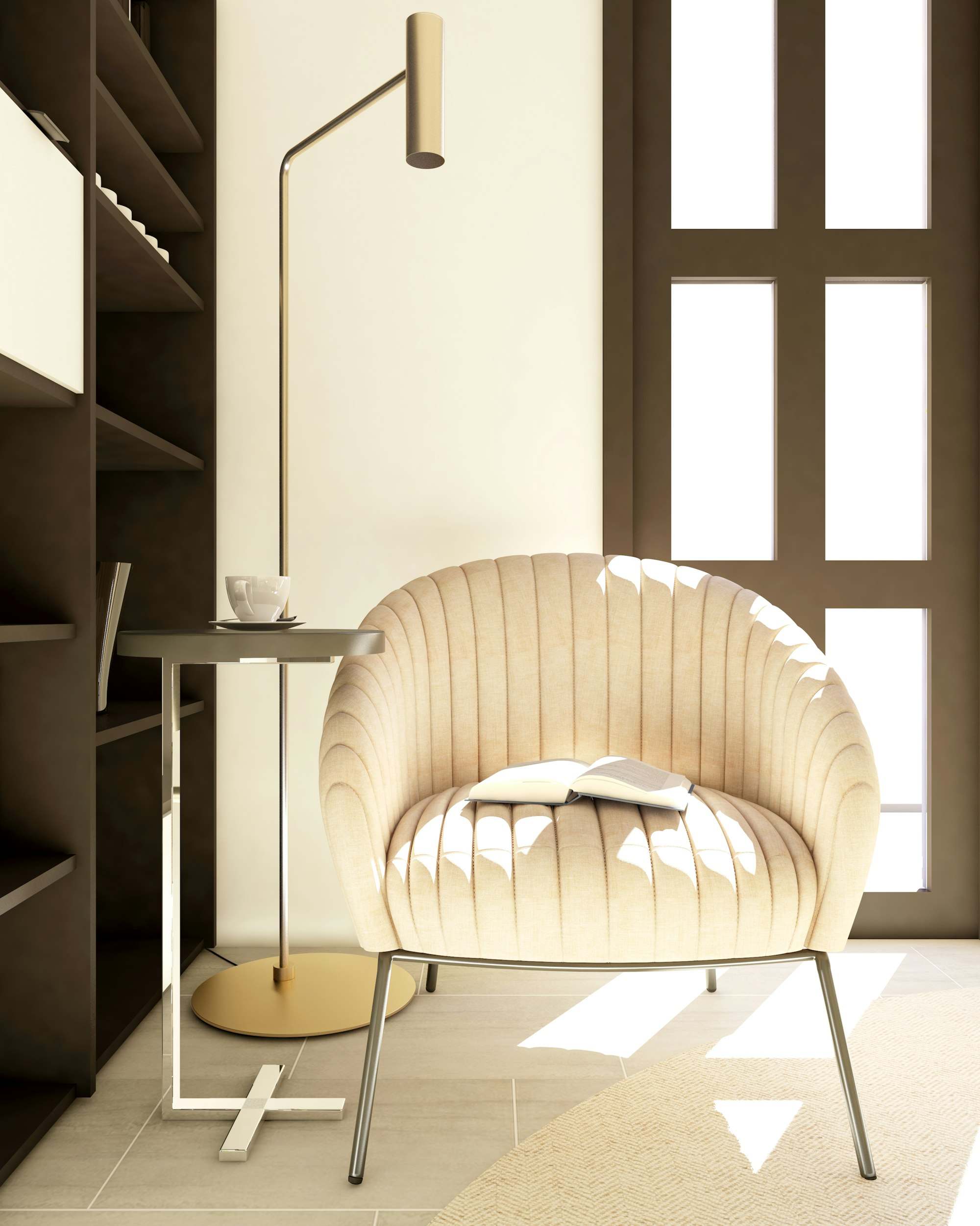 Quiet reading chair by a sunlit window