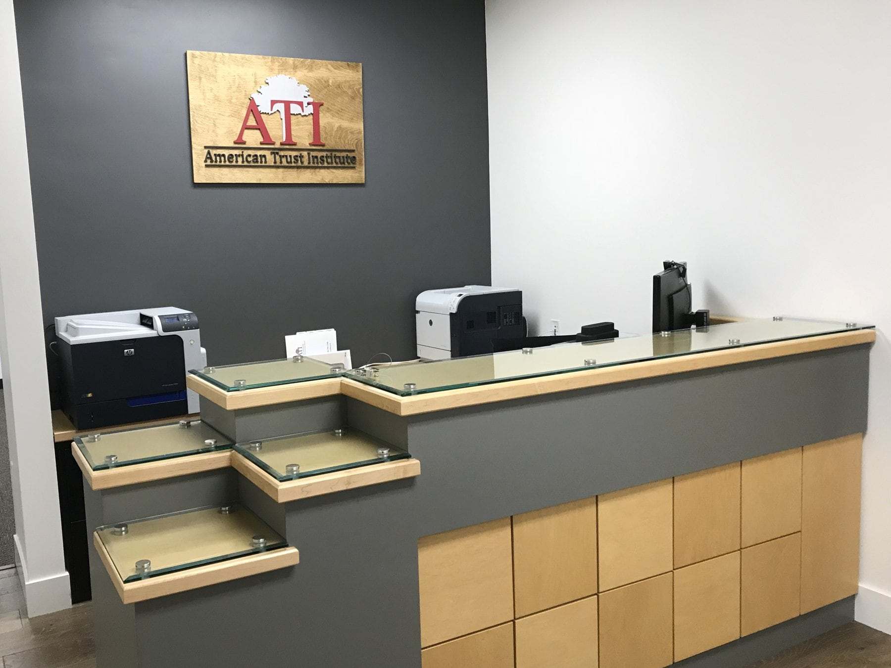American Trust Institute reception desk in Suite 210, San Jose